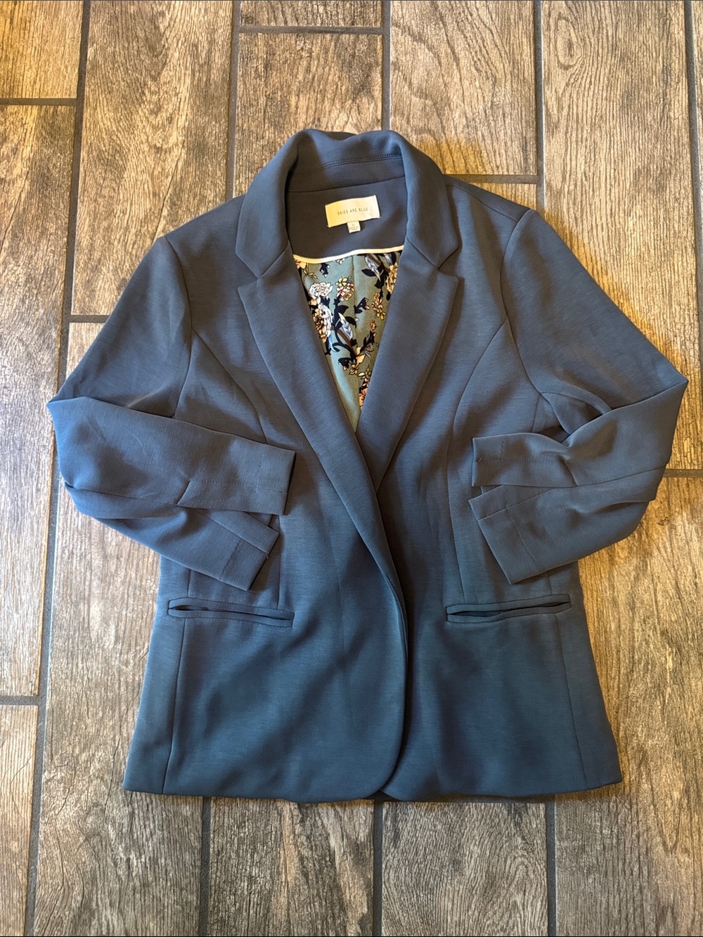 Skies are Blue Slate Blue Tailored Open-Front Blazer size S